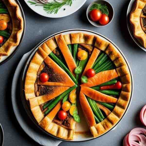 Пирог с семгой и овощами